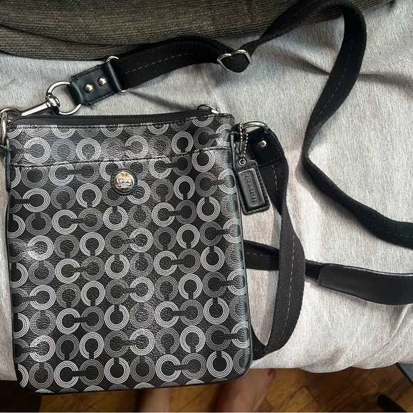 Coach Monogram Black and Silver Crossbody Bag - Picture 1 of 7